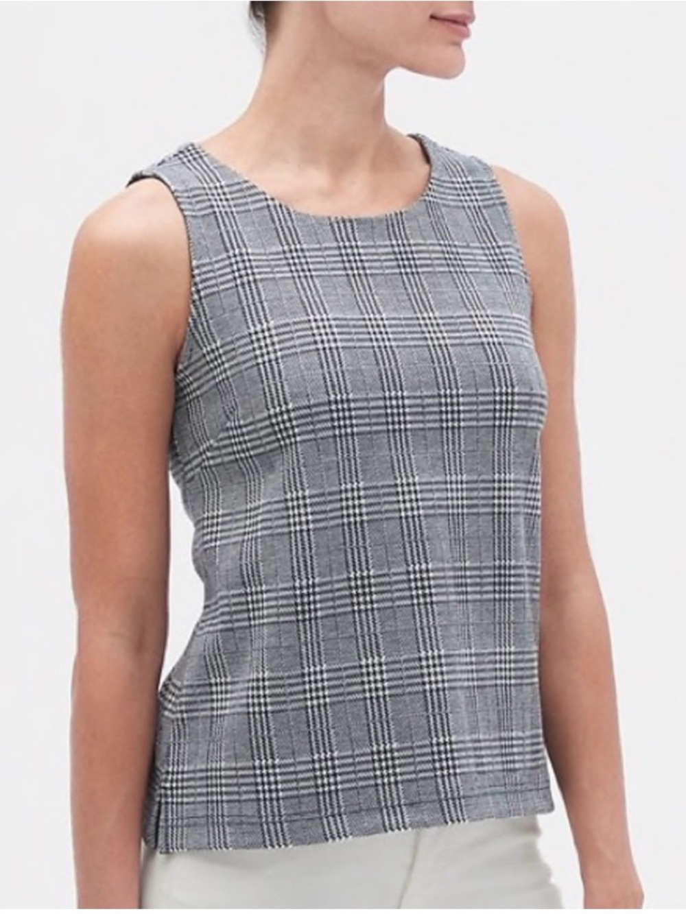 Banana Republic Black and White Plaid Shell Top